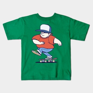 Funny Skater Cartoon Skateboarder Skateboard Kids T-Shirt